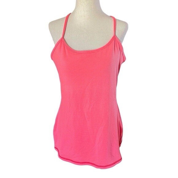 Lululemon Athletica Womens Power Y Back Tank Top PINK Stripes Size 6-8 Or S-M - Picture 2 of 10
